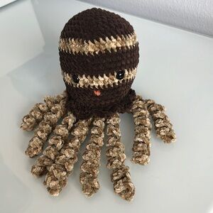 Brown and Tan Crochet Octopus